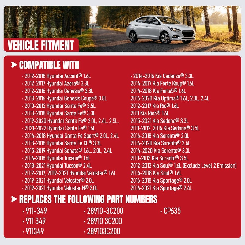 AA Ignition صمام تطهير علبة البخار - يناسب هيونداي وكيا - أكسنت، أزيرا، جينيسيس، سانتا في، سوناتا، فورت 5، أوبتيما، ريو، سيدونا، سورينتو، سول، سبورتاج - يستبدل الأجزاء 28910-3C200، 911-349، CP635 - Image 4